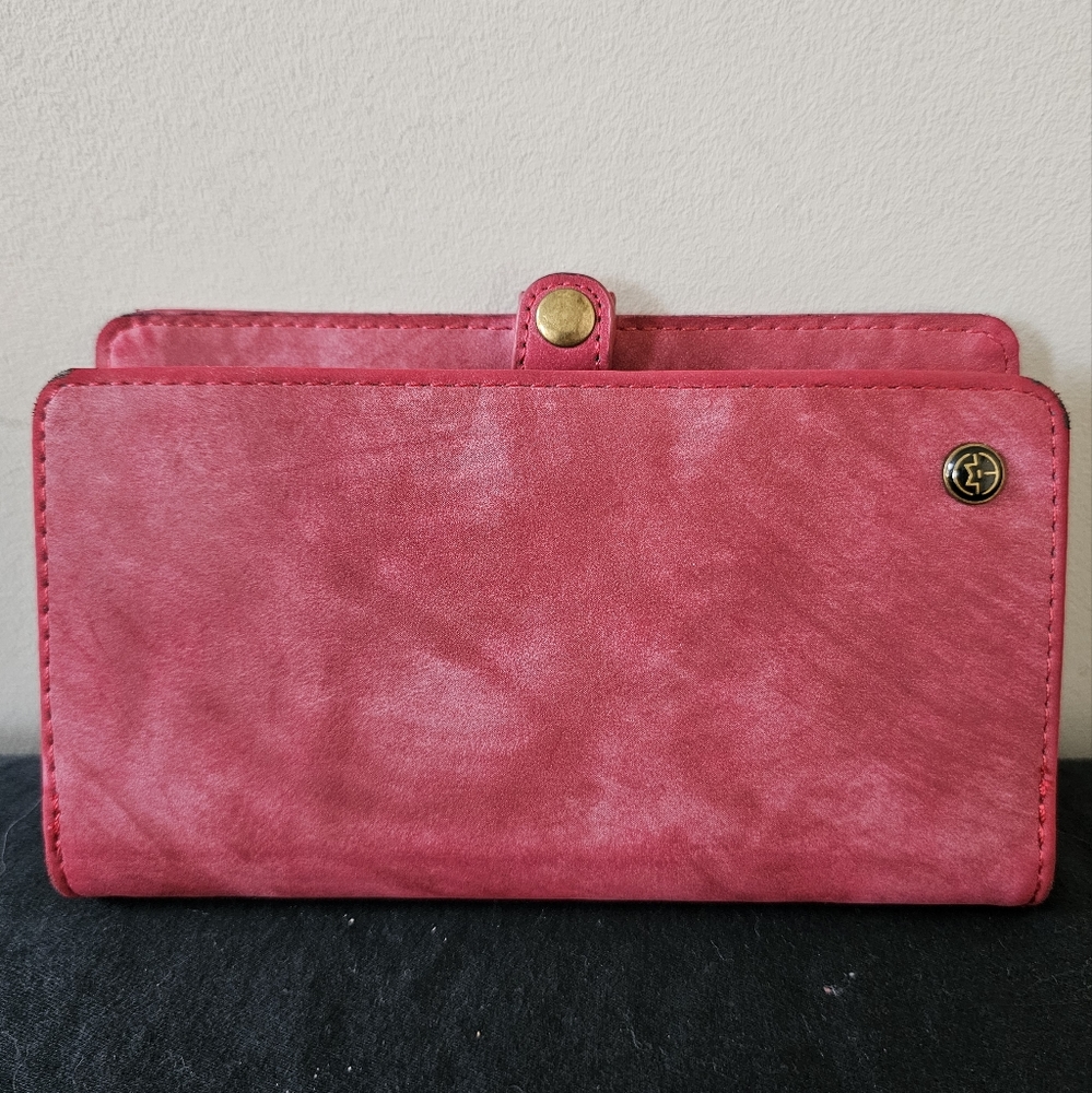 CASEME Women's Pink Snap Closure Wallet, Card Organizer